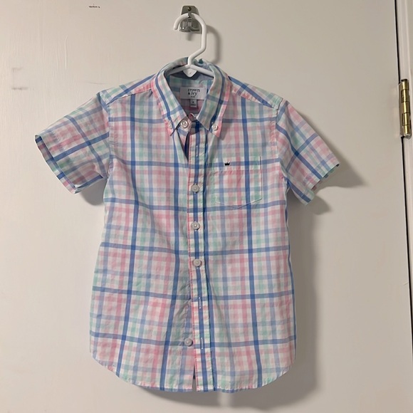 crown & ivy Other - Crown & ivy Kids- size 6-boys plaid pastel short sleeve button up, like new